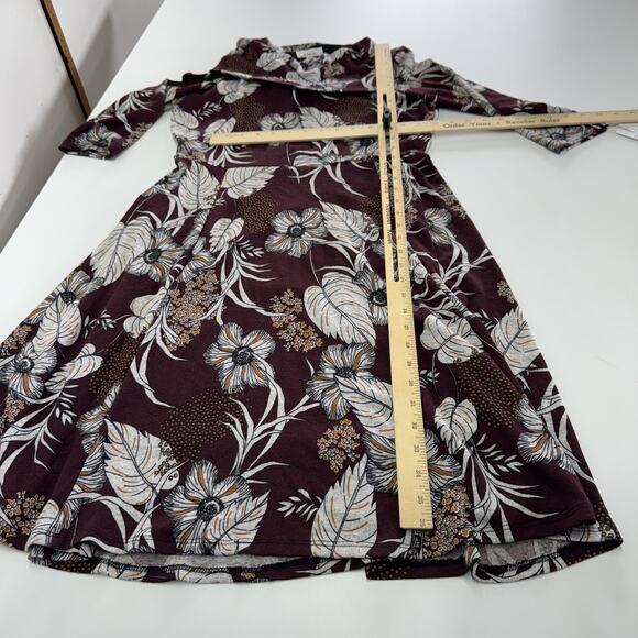Signature by Robbie Bee Dress Womens Petite Medium Wine Floral‎ Cowl Neck PM NWT - Picture 9 of 10